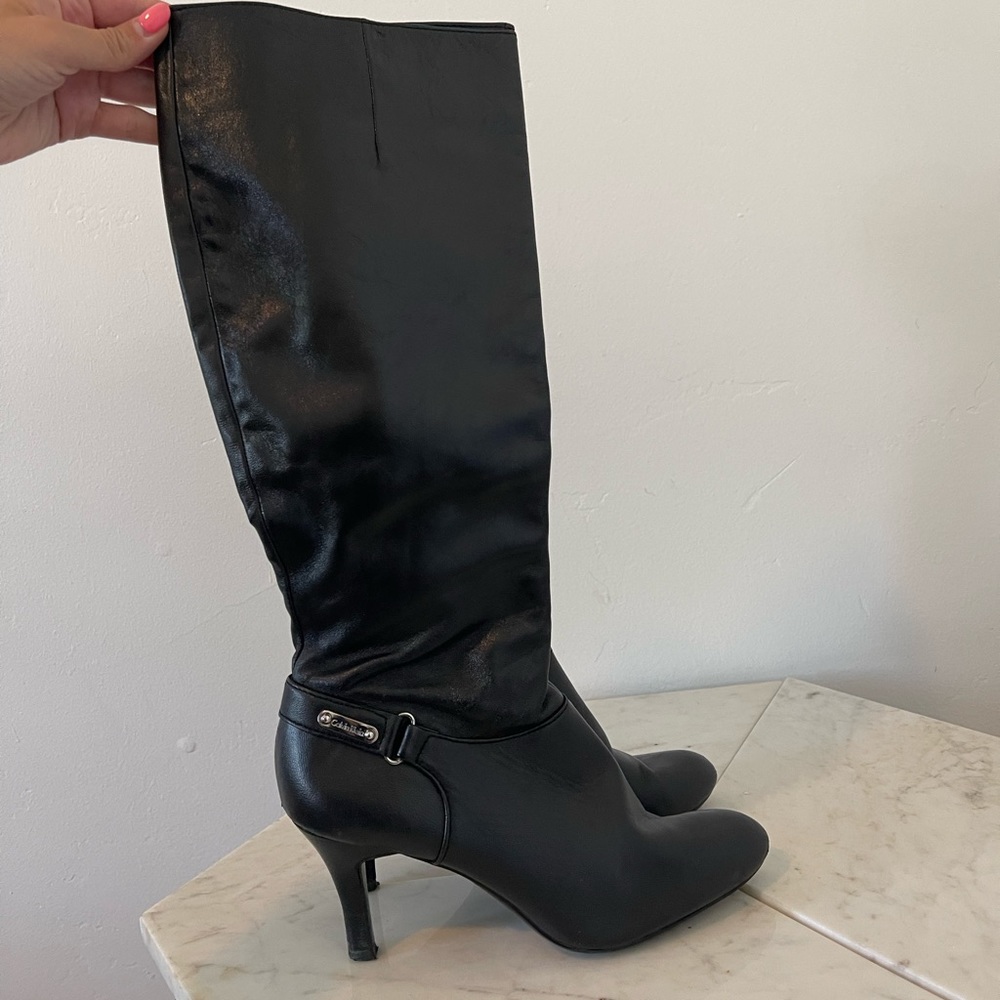 Calvin Klein Black Tall Leather Boots